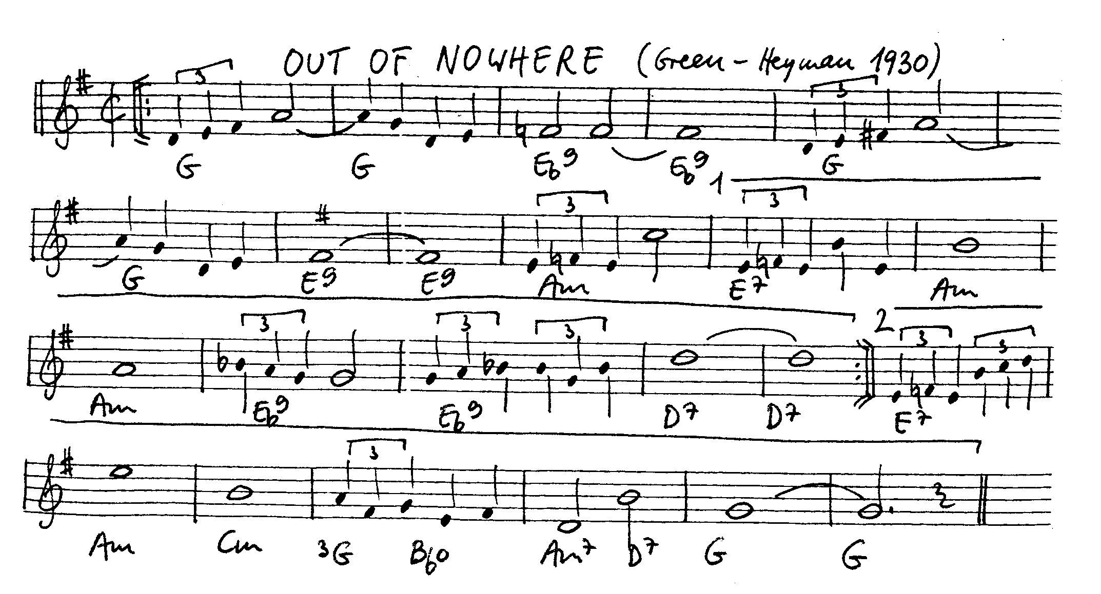 out of nowhere leadsheet – book us for your next 20s or gatsby event